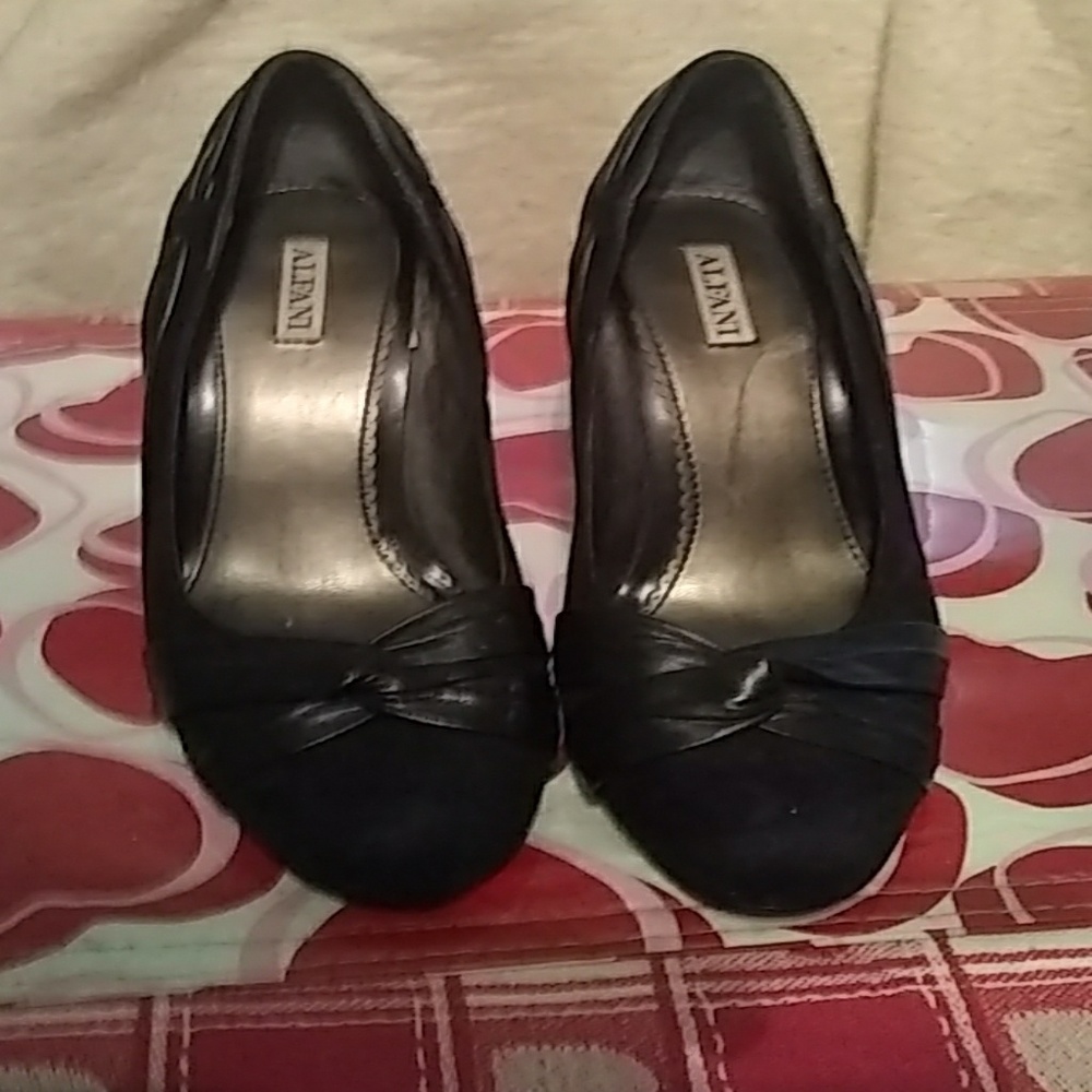 Alfani Black Leather and Suede Heels